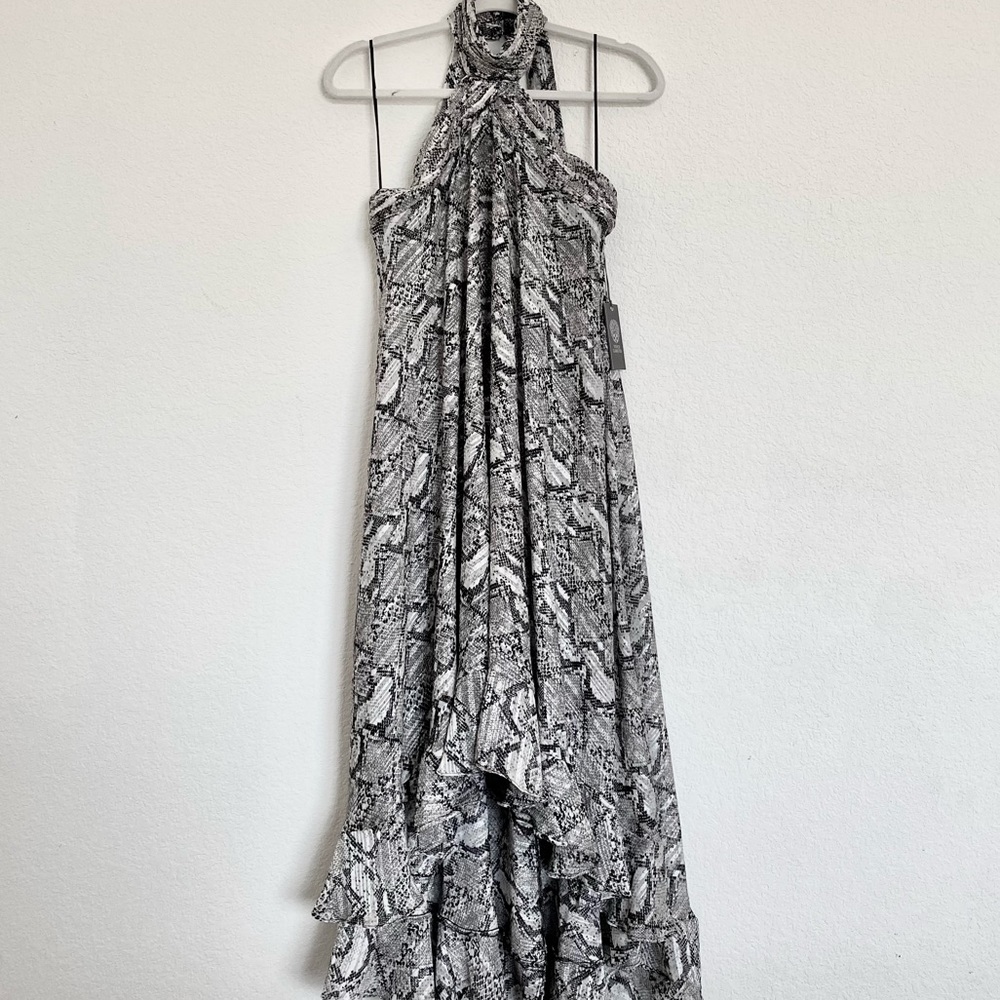NWT Vince Camuto Snake Print Night Down Open Back Dress Size XS